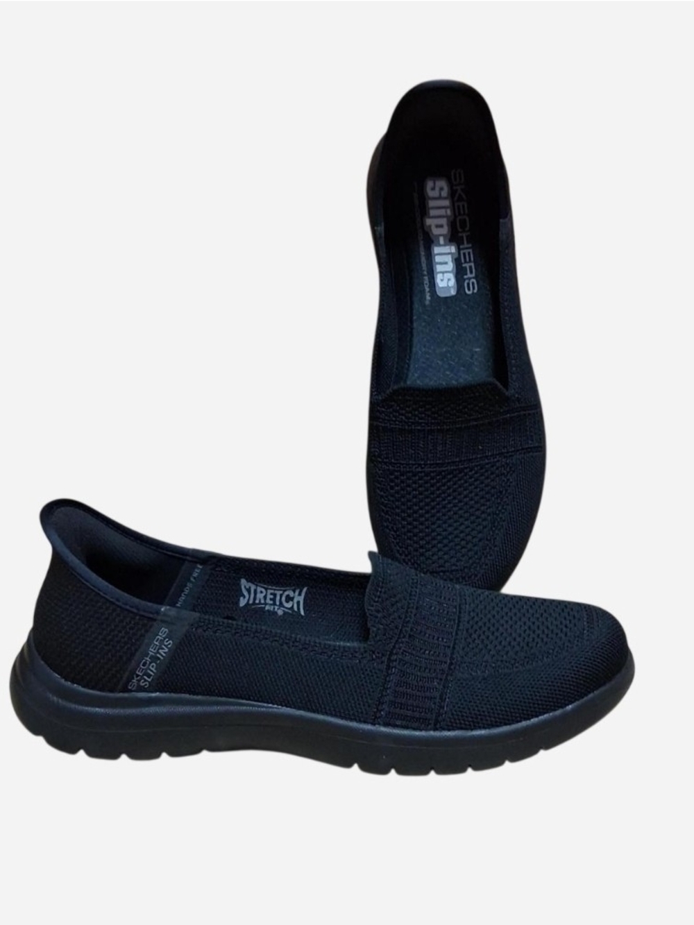 Skechers Women's Hands Free Black Slip-Ins Stretch Walking Shoes